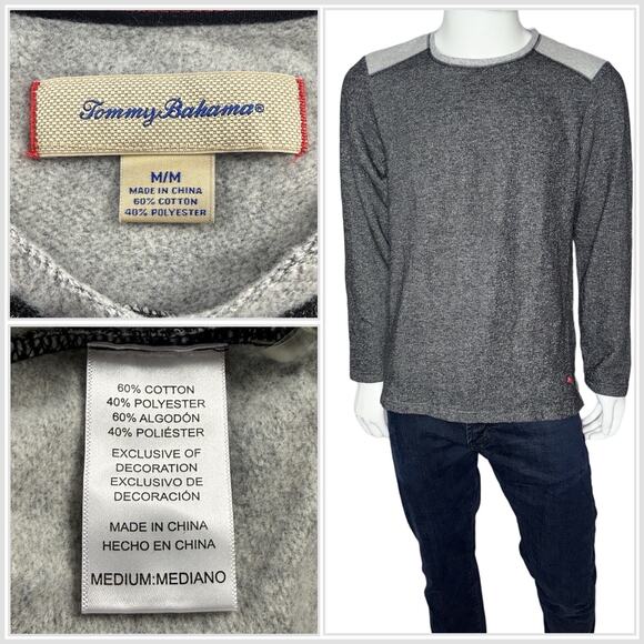 Tommy Bahama Mens Black/Gray Long Sleeve Crewneck Sweatshirts Medium Lot Of 2 - Picture 3 of 9